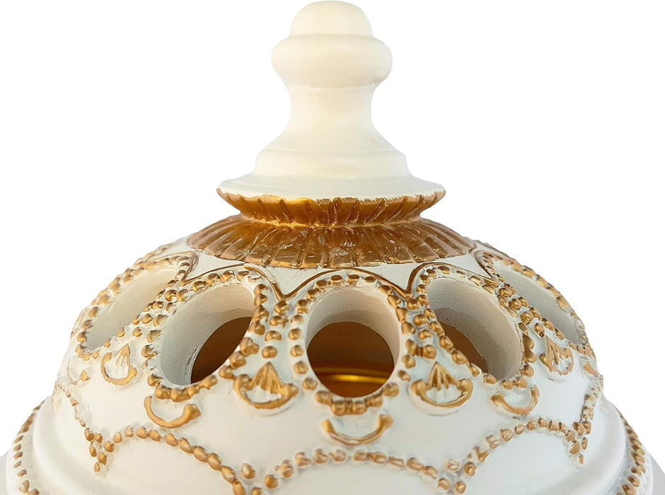 AM Charcoal Incense Burner - Bakhoor Burner, Oud Frankincense Resin Burner - for Office & Home Decor - Lavish 4 Pillar Black