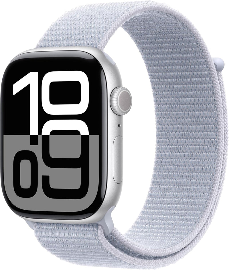 Apple Watch Series 10 GPS + Cellular 46 mm Smartwatch with Jet Black Aluminium Case with Ink Sport Loop - One Size. Fitness Tracker, ECG App, Always-On Retina Display, Carbon Neutral