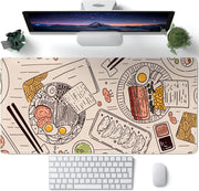Japanese Landscape Desk Mat Post Moonlight Samurai Mouse Pad Large Dark Aesthetic Desk Pad Gaming Mousepad Extended XXL 31.5 x 15.7 in Laptop Computer Mouse Keyboard Mat - A Beige Food