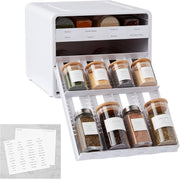 SpiceStack Adjustable Spice Rack Organizer, Pull-Down 12-Bottle Seasonings and Spices Holder for Kitchen Cabinet and Pantry Organization, White - White Adjustable Dividers, 24-Bottle