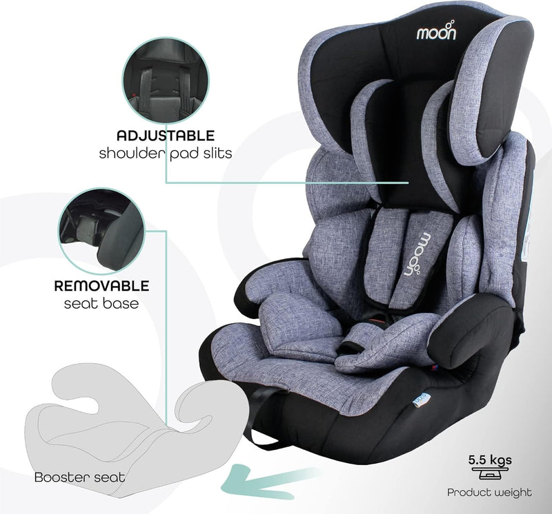 The Moon Brand Tolo Car Seat – Baby Travel Gear for Kids (9m to 11yrs) – ForwardFacing Child Booster Seat w/ Adjustable Headrest – Group 123 Comfort Car Accessories – Green
