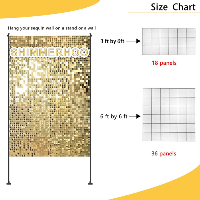 SHIMMERHOO Black Shimmer Wall Backdrop Panels Square Sequin Shimmer Backdrop, Wall Decor for Birthday, Anniversary Wedding Decoration (Black, 6ft x 3ft)