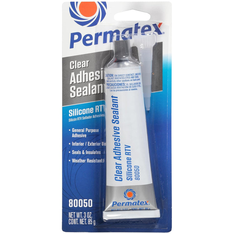 Permatex Clear RTV Silicone Adhesive Sealant Clear,3 oz,80050