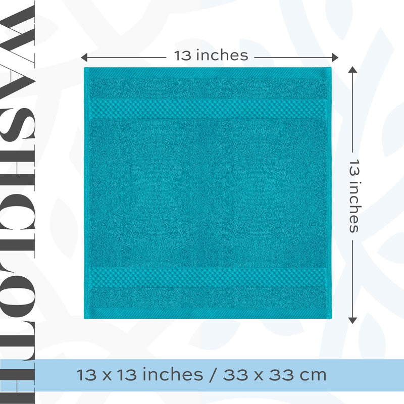 White Classic Luxury Cotton Washcloths - Small Hotel Spa Bathroom Face Towel | 12 Pack |