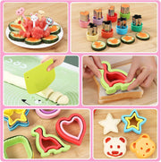 27Pcs Sandwich Cutter and Sealer Set5pcs Bread Sandwich Sealer Decruster Maker,1pcs Bear-Shaped Silicone Mould and 8pcs mini Vegetable Cutters and 12pcs Ancillary Accessories
