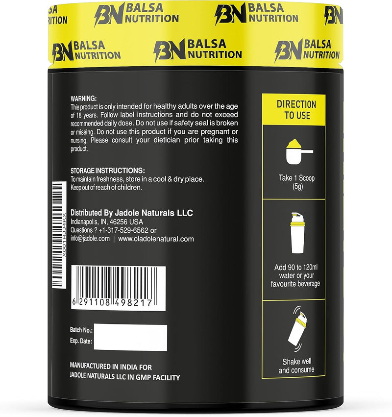 Balsa Nutrition Creatine Monohydrate Powder- 300g, 5g Per Serving (Unflavored) Supports Muscle Strength, Workout & Performance Recovery, Produce Energy, Immune Booster Non- GMO