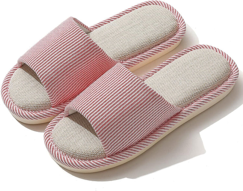 JIJIe Slippers for Women Men Linen Slippers Open Toe House Shoes Summer Sandals for Indoor Outdoor Bedroom