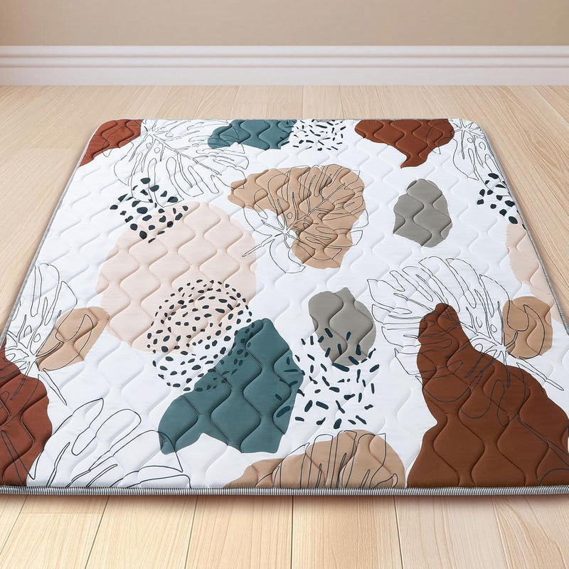 Baby Play Mat for Floor Baby Crawling Mat Foldable Play Mat Thicken Soft Padding Playmats for Babies and Toddlers Infants Easy Care Machine Washable (50" x 50", Leaf)