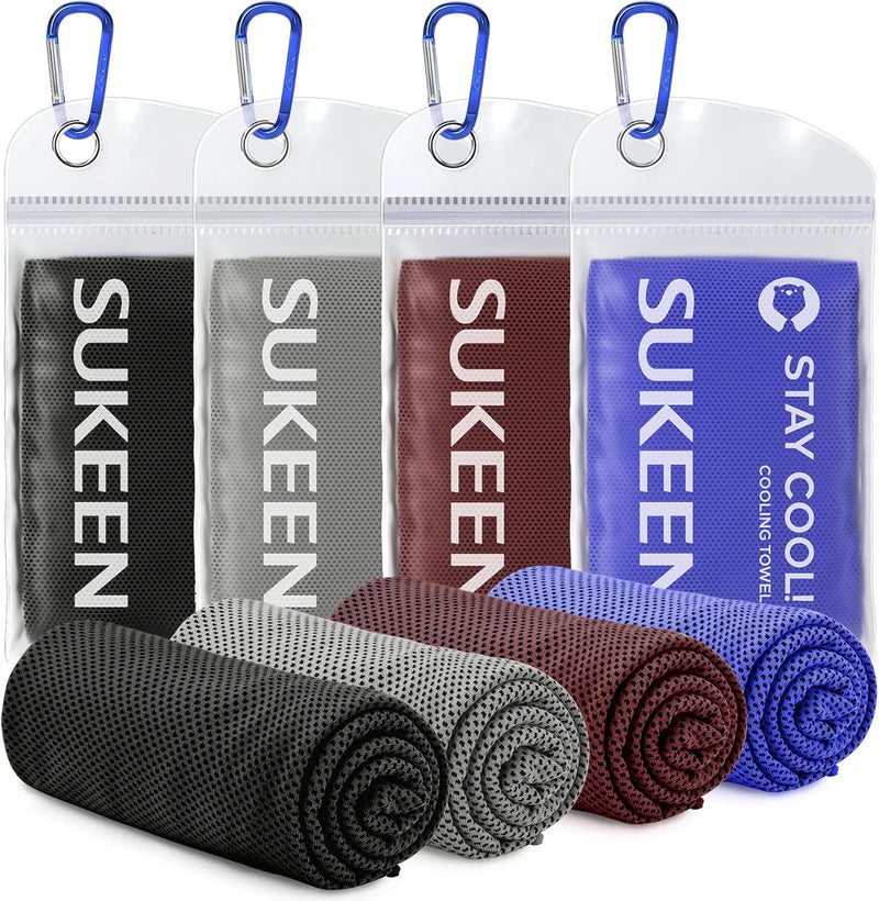 4 Pack Cooling Towel (40"x12"),Ice Towel,Soft Breathable Chilly Towel,Microfiber Towel for Yoga,Sport,Running,Gym,Workout,Camping,Fitness,Workout & More Activities(Dark Blue/Dark Gray/Brown/Black) - Dark Blue/ Dark Grey/Brown/Black 40" x 12"