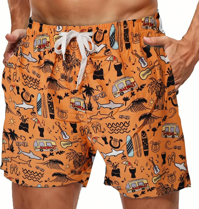 Sun Ora Men's Swim Trunks Quick Dry Swimming Shorts,Mesh Layer Swim Suit Beach Surfing Shorts with Mesh Pockets