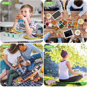 4 Pcs Wheat Straw PP 5-Compartment Bento Lunch Box, Reusable Snack Box Container for Adults and Kids, Food Storage Box for School, Work, Travel, Meal Prep Containers