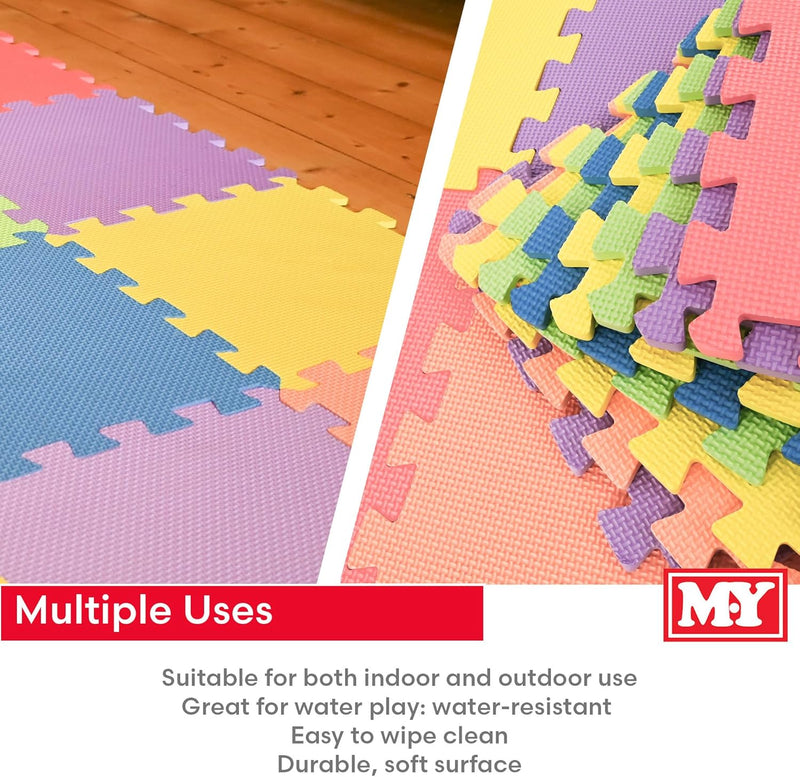 M.Y Interlocking Foam Play Mat - 29x29cm Thick, Multi Colour Soft EVA Baby Floor Tiles