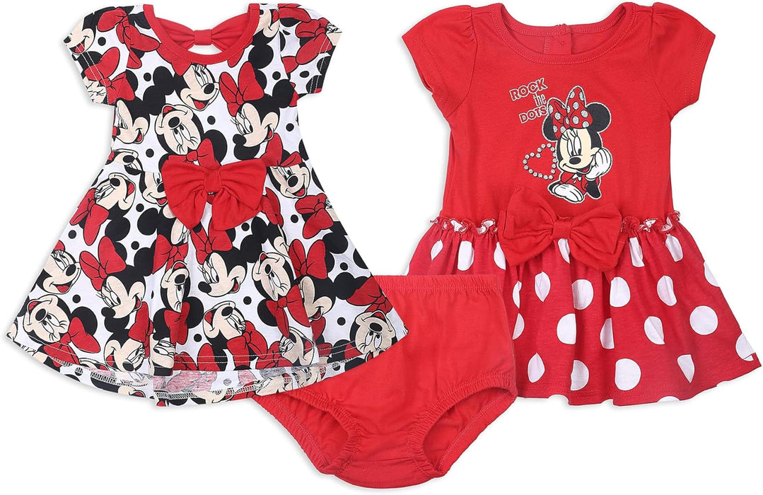 Disney baby-girls Disney Girl's 3-pack Minnie Mouse Short Sleeve Dress and Bloomer Set Disney Girl's 3-Pack Minnie Mouse Short Sleeve Dress and Bloomer Set