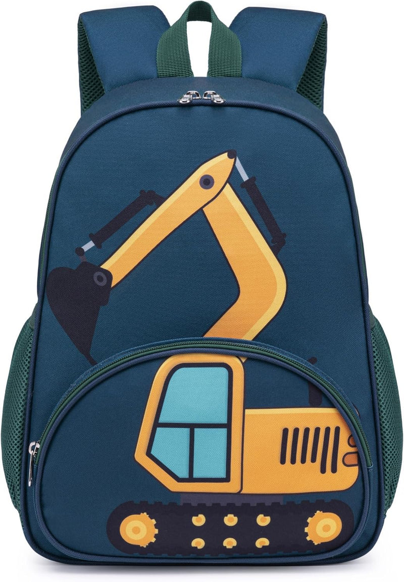 Kinder Rucksack für Jungen Mädchen Kid Rucksäcke Vorschule Kindergarten Schule Buchtasche Kind Schultasche niedliche Kindergartentasche - Excavator motif-blue