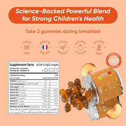 KIDS Sugar-free Vitamin Gummies High dose of Multivitamins: B-Vitamins C and D, Elderberry extract Supports childs growth & immunity Suitable for Kids (age 4+) 60 Vegan Gummies Peach flavor