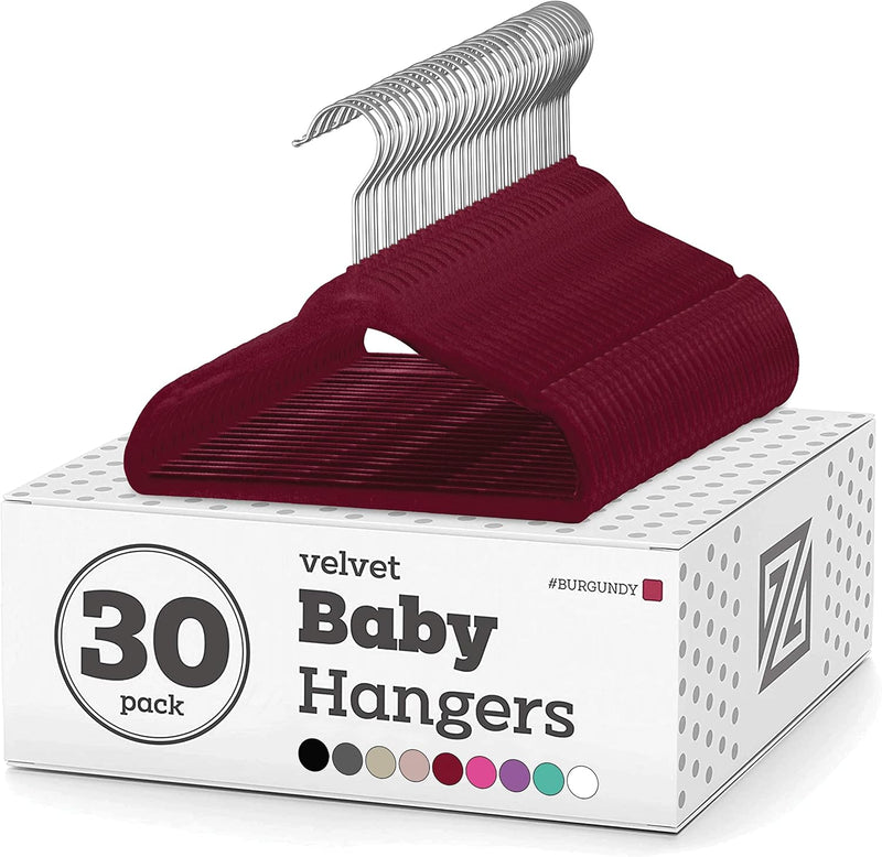 Zober Premium Quality Space Saving Kids Velvet Hangers Strong and Durable 360 Degree Chrome Swivel Hook Ultra Thin Non Slip Junior Hangers,-50 Pack Off-white ZO-VJ303…