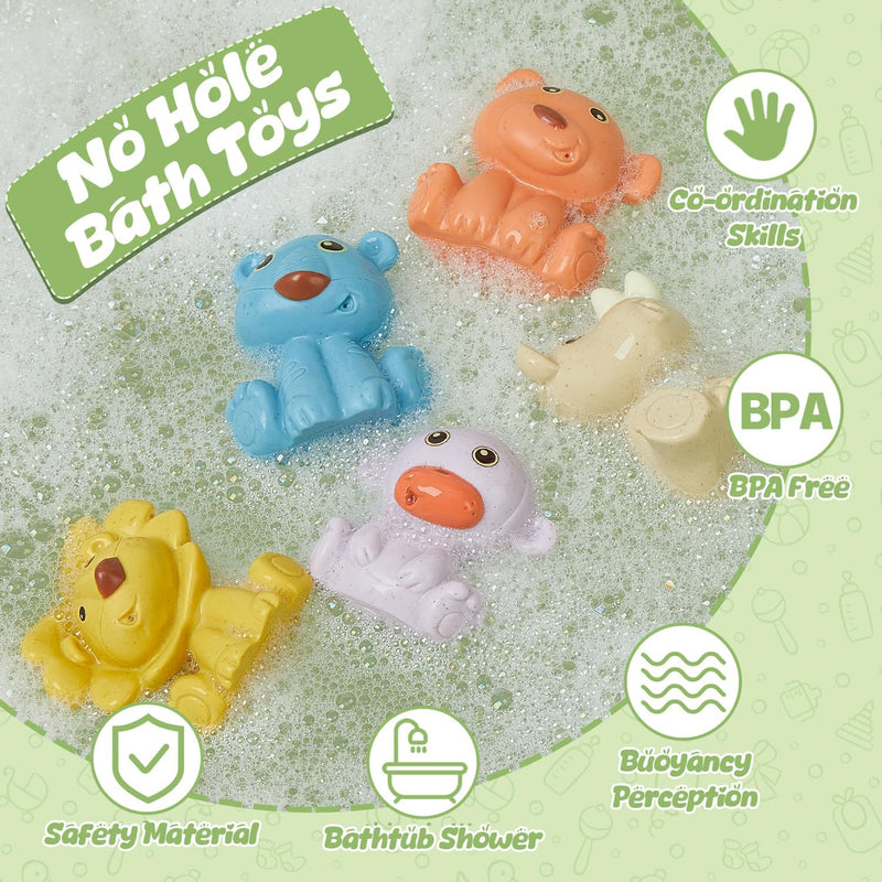 Animals Bath Toys for Kids Ages 1-3, 9 PCS Mold Free Bath Toys for Babies 6-12 Months, Eco-Friendly Non Toxic Bathtub Float Toy