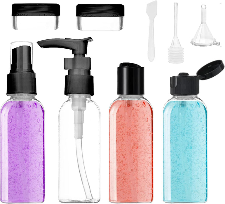 HYFY 9in1 Pack Travel Bottles Clear Plastic Squeeze Bottles Flip Cap Plastic Bottle Travel Bottle Set Shampoo Lotions Body Soap Creams Travel Bottles for Toiletries Kit Refillable Dispenser