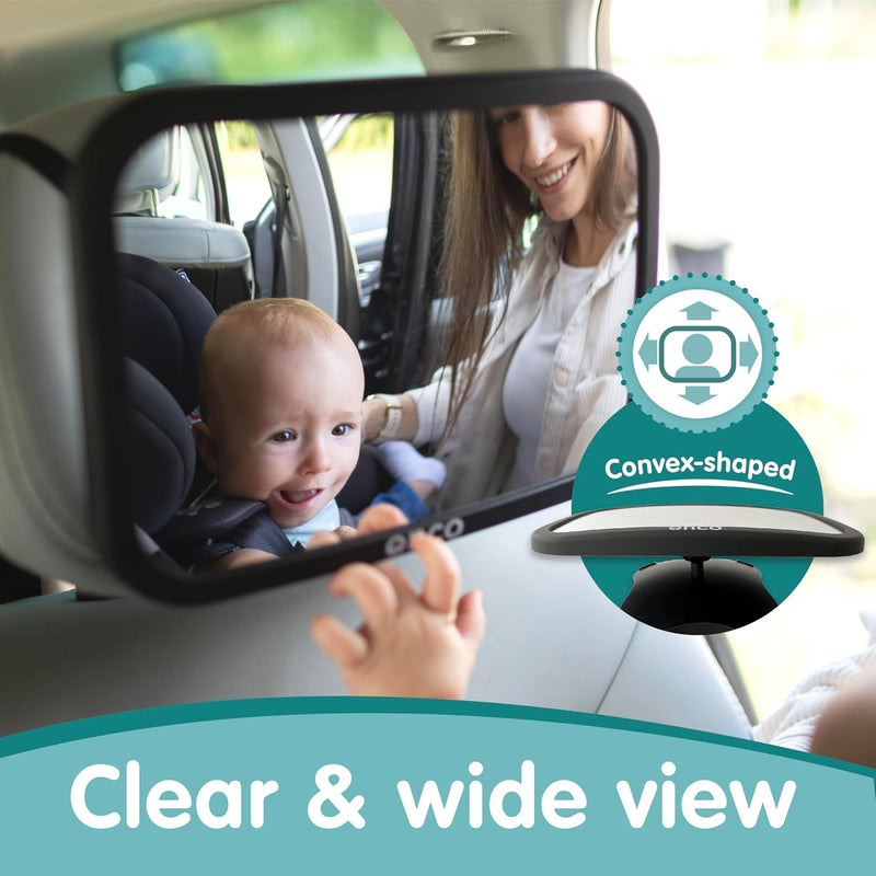Onco Baby Car Mirror - Peace of Mind to Keep an Eye on Baby in a Rear Facing Child seat - Premium Black Frame