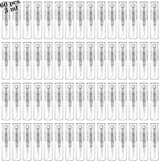 Mini Spray Bottle 10ml, Refillable Glass Spray Bottle, Glass Bottle Atomizer, Perfume Mouthwash Atomizer for Cleaning Refillable Container for Travel, Essential Oils, Perfume 40 Pcs, 10ml - 60PCS,3ML