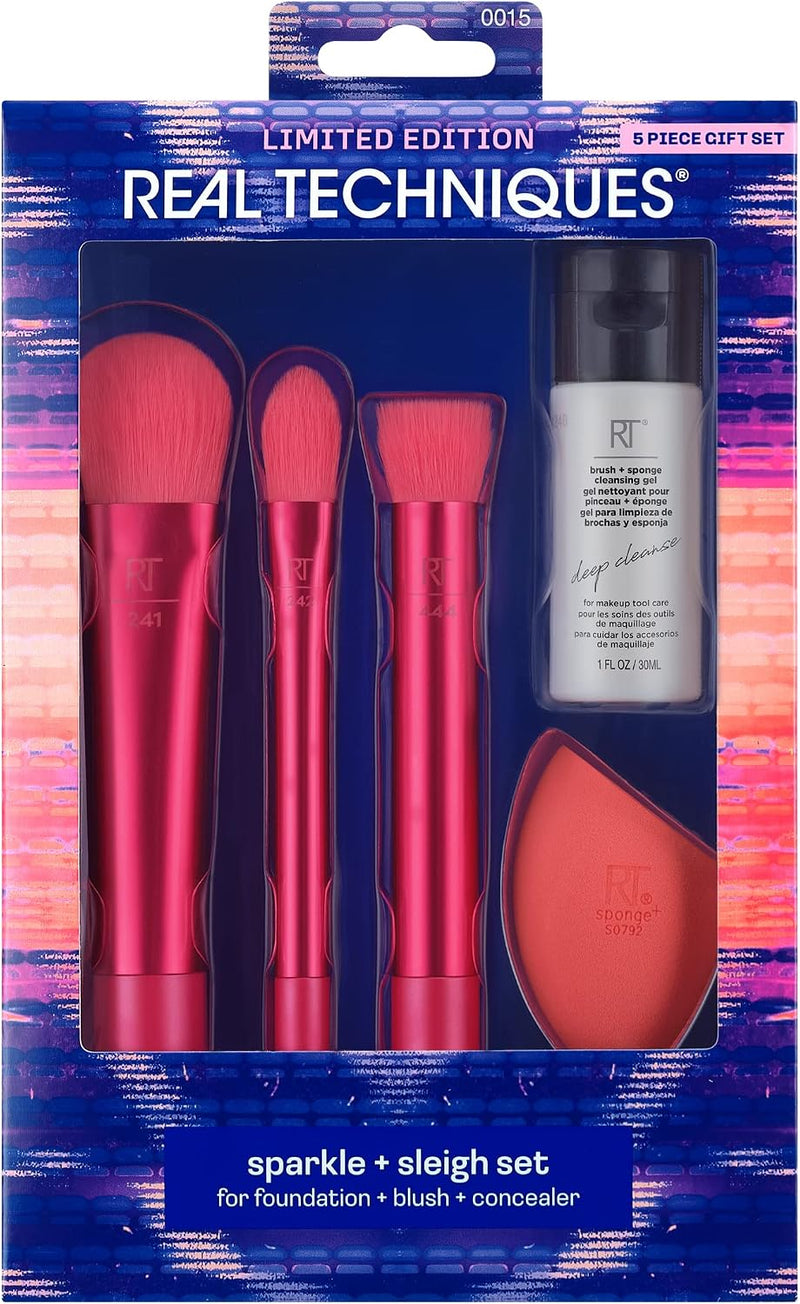 MakEUp Brush Set With 2 Sponge Blenders For Eyeshadow, Foundation, Blush, And Concealer, 6 Piece MakEUp Brush Set - Sparkle & Sleigh, 5PC