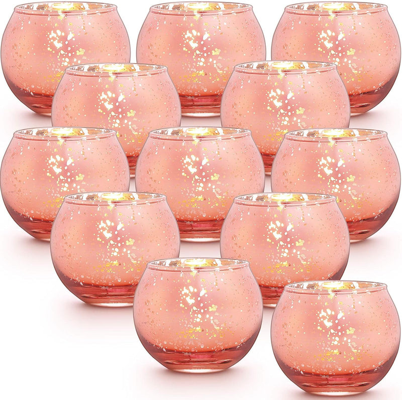 Lamorgift Clear Votive Candle Holders Set of 12 - Mercury Glass Votives Candle Holder - Tealight Candle Holder for Home Decor and Weddings/Parties Table Centerpieces