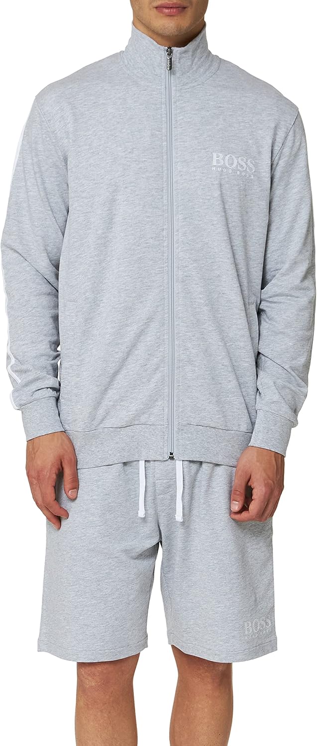 BOSS Men's Authentic Jacket Z Cotton Terry Jacket with Zip and Logo Print