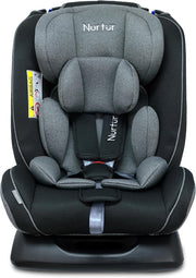 Nurtur Otto Baby/Kids 4-in-1 Car Seat - 4 Position Recline - 5-Point Safety Harness 10 Level Adjustable Headrest, 0 months to 12 years (Group 0+/1/2/3), Upto 36kg Black/Grey