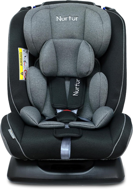 Nurtur Otto Baby/Kids 4-in-1 Car Seat - 4 Position Recline - 5-Point Safety Harness 10 Level Adjustable Headrest, 0 months to 12 years (Group 0+/1/2/3), Upto 36kg Black/Grey