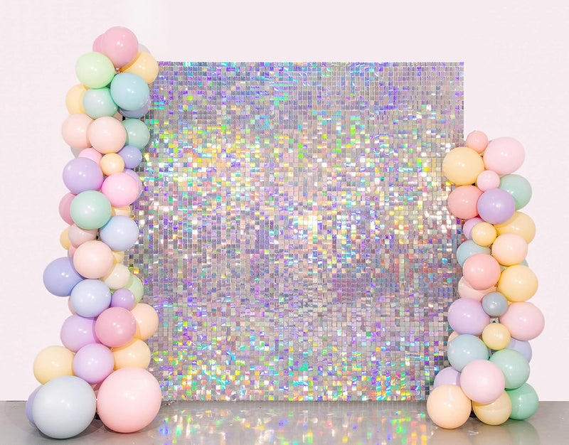 Kate Shimmer Wall Panels Sequins Wall Bright Silve Sequins Background Party Panels for Party Decoration 12 Pieces