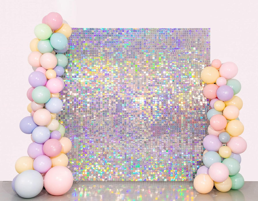 Kate Shimmer Wall Panels Sequins Wall Bright Silve Sequins Background Party Panels for Party Decoration 12 Pieces