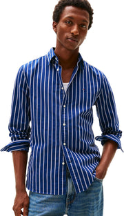 Mens Long Sleeve Oxford Shirts in Regular Fit, Men's Button Down Shirts, Also Available in Big and Tall - Preppy Navy / White