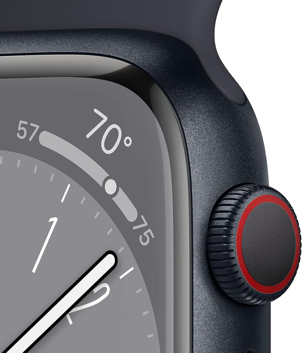Apple New Apple Watch Series 8 (GPS + Cellular 45mm) Smart watch - Silver Stainless Steel Case with White Sport Band - Regular. Fitness Tracker, Blood Oxygen & ECG Apps, Water Resistant (Renewed)
