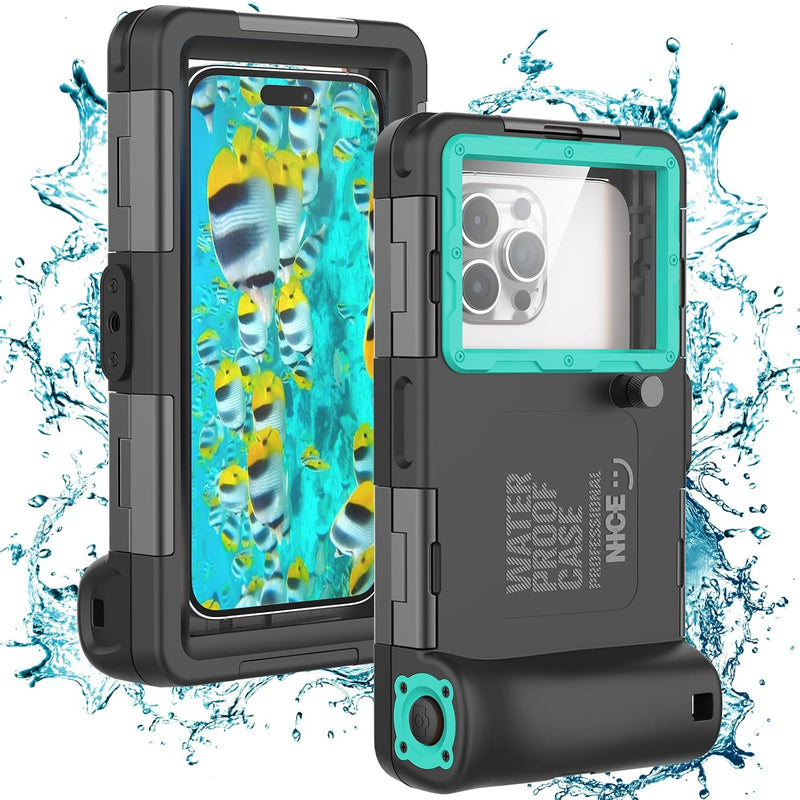 Nisso Waterproof Underwater Snorkeling Diving Phone Case for iPhone 16/15/14/13/12/11 Pro Max Mini Xr/X/Xs and Galaxy S24/S23/S22/S21 Ultra Plus Professional [15m/50ft] Photo Video Cover Teal