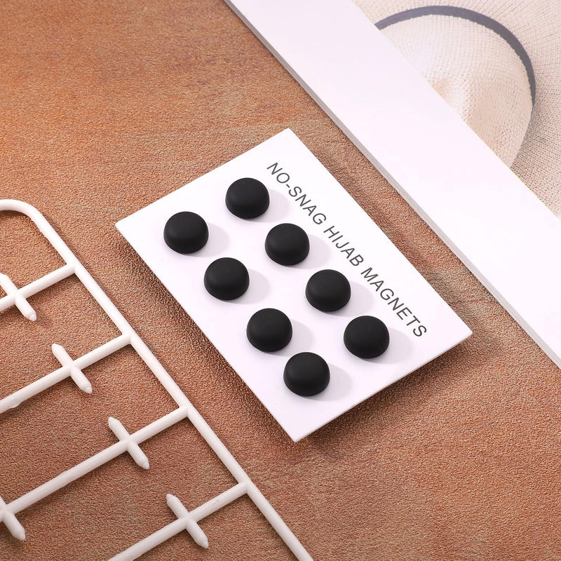 XIHIRCD 8Pcs Magnetic Hijab Pins, Small Hijab Magnets Multifunctional No-Snag Scarf Closure Pinless Brooch for Women Men Scarf Scarves Clothing (Black)