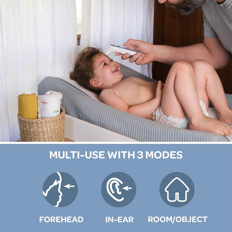 Béaba - Infrared Thermometer - For Adults, Childrens And Baby - 3 In 1 : Forehead, Ear And Environment Mode - Digital - Super Fast - Contactless Temperature Gun - Thermospeed