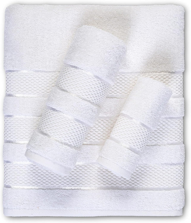 6 Piece Towel Set Luxury Hotel Quality 600 GSM 100% Turkish Genuine Cotton, 2 Bath Towels, 2 Hand Towels, 2 Washcloths, Super Soft & Absorbent - (Bright White, 6 Piece Towels)