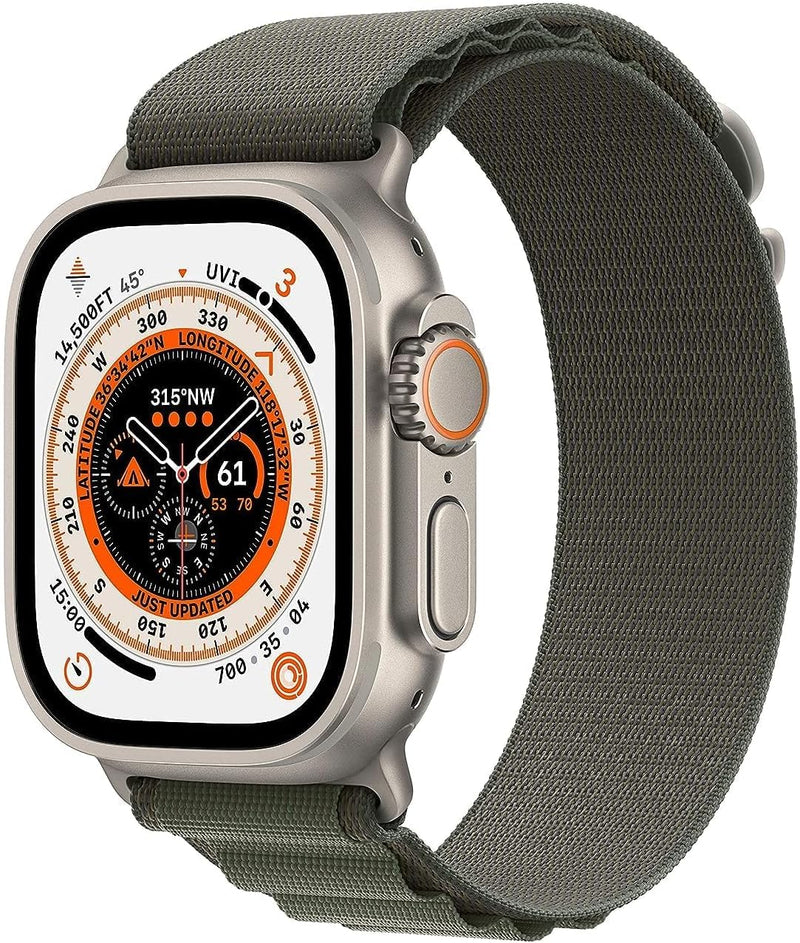 Apple (Refurbished) Watch Ultra (GPS + Cellular, 49mm) - Titanium Case with Black/Gray Trail Loop - S/M