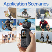 Angju 4K Pocket Vlogging Camera with Dual Screen & 3-Axis Gimbal Stabilizer, Handheld Portable Video Camera with WiFi, Face Tracking, 270 Rotation & 64GB SD Card