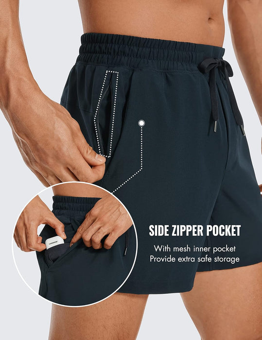 CRZ YOGA Men's Linerless Workout Shorts - 5'' Lightweight Quick Dry Running Sports Athletic Gym Shorts with Pockets