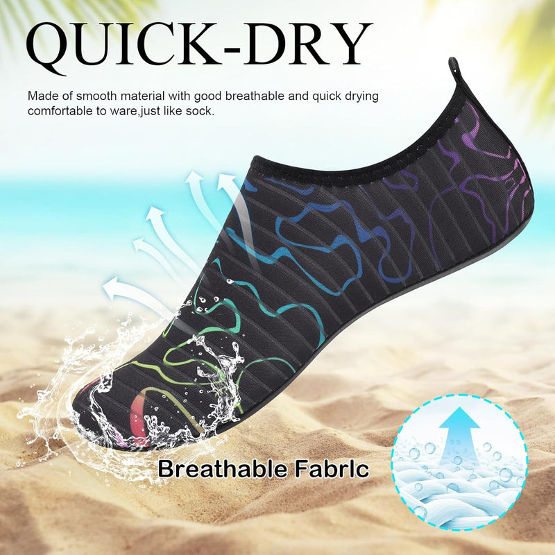L-RUN Men Women Water Shoes Barefoot Aqua Socks Lightweight Swim Shoes for Beach Surf Pool Yoga