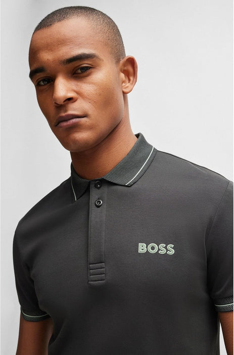 BOSS Men's Paule 1 Slim-Fit Interlock Cotton Polo Shirt with Mesh Logo
