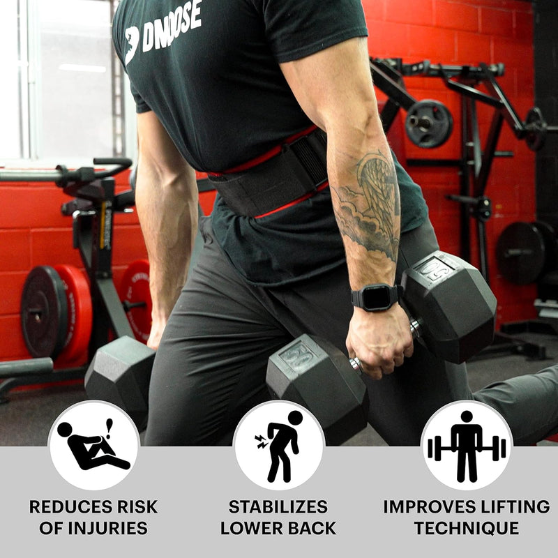 DMoose Fitness Weight Lifting Belt - Auto Locking 4" Nylon Gym Belt with Adjustable Buckle - Provides Lumbar Support & Stability for Olympic Training, WOD & Cross Training for Men & Women