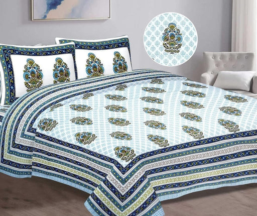 SUFAYA FAB Printed Indian Sanganer Cotton Premium Big Size Bedsheets for Modern Look(108x108) inches,Pillow (17x27) inches