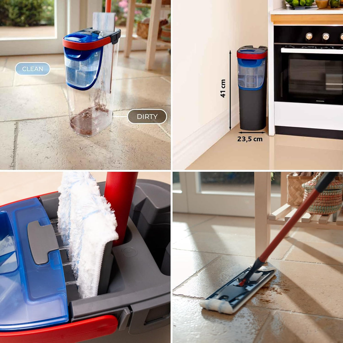 H2PrO Floor Mop 100% Separation of Fresh and Dirty Water Water-Saving Design One-Handed Operation Compact Storage Ergonomic Handle Microfibre Comfort Pack – image 8