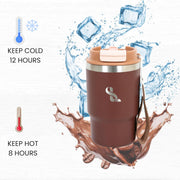 SimplyLivin. Premium Tumbler with Lid and Straw | 480ml (16oz) | Hot and Cold Drinks | Leak Proof | Travel Mug | Coffee Cup | Double Wall Stainless Steel | Unique Packaging for Gifts | Classic Beige