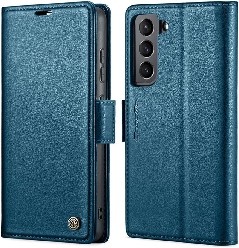 For Samsung Galaxy Z Fold 6 5G Leather Case RFID Blocking 3 Card Slot Mobile Cover - Red - Galaxy S22 5G Black