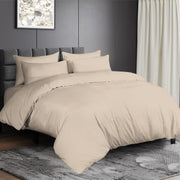 Premium 100% Egyptian Cotton Duvet Cover King 260x240cm with 2 Pillowcases, 300TC Percale Weave, Soft & Comfy Luxurious Hotel Quality Comforter Cover, All Season Bedding Set (White, King) - Mocha Twin/Single