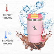 SimplyLivin. Premium Tumbler with Lid and Straw | 480ml (16oz) | Hot and Cold Drinks | Leak Proof | Travel Mug | Coffee Cup | Double Wall Stainless Steel | Unique Packaging for Gifts | Classic Beige