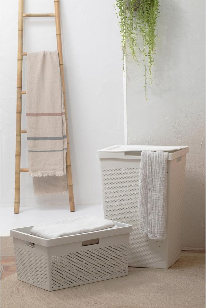 TATAY LAUNDARY HAMPER 40L BOHAL SKY WHITE, MADE IN SPAIN